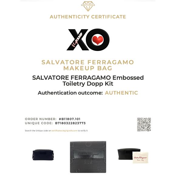 SALVATORE FERRAGAMO Gancini Embossed Toiletry Dopp Kit Bag in Black - Picture 9 of 13